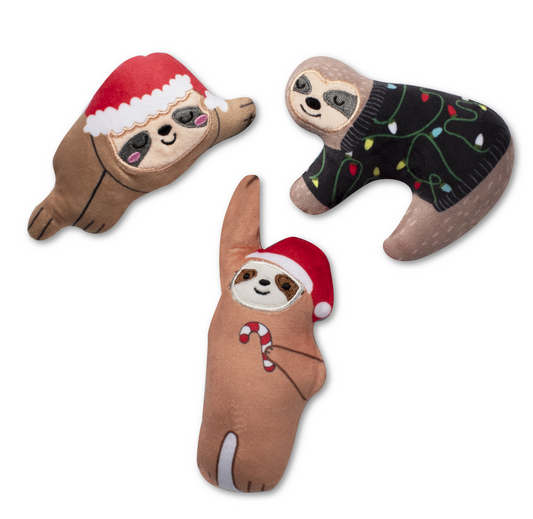 Fringe Studio Christmas Sloth Mini Toy Set - 3 Piece Small Toy